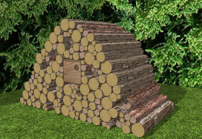 installation d'un nichoir � huppe dans un tas de bois